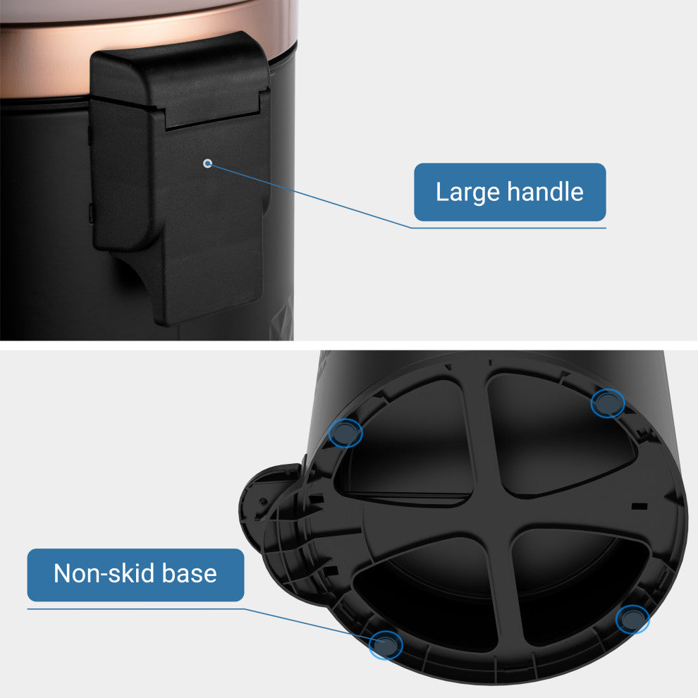 30 liter Black Metal Round Shape Step-on Trash Can Diamond Body