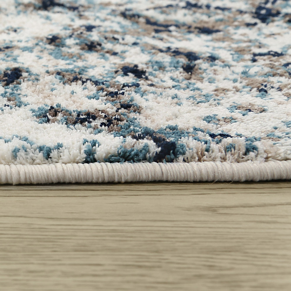 LNC Distressed Polyester Non Slip Area Rug, 5' X 7'