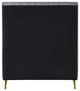 Zara Channel Tufted Velvet Upholstered Bed With Custom Gold Legs, Gray, Twin