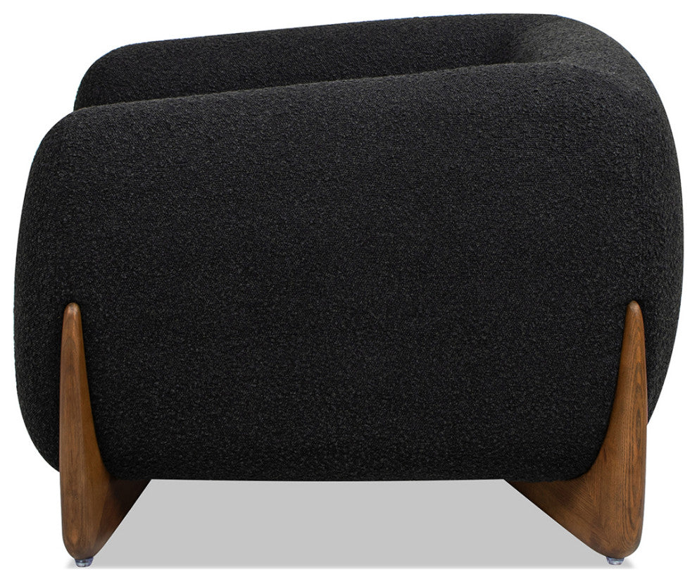 Alpine 44" Sherpa Arm Chair, Ebony Black Boucle