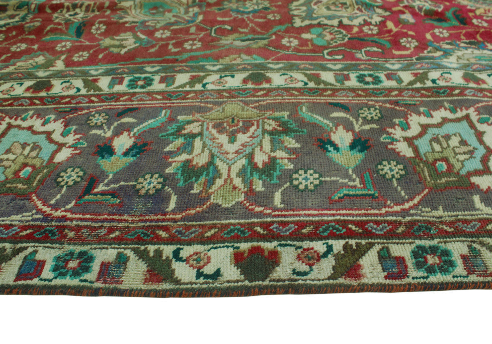 Fine Vintage Distressed Una Red/Navy Rug, 9'5x12'4