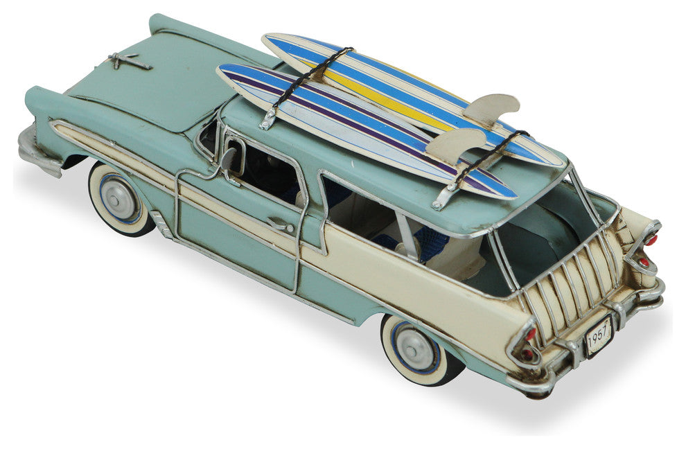 Station Wagon With Surfboard, Blue