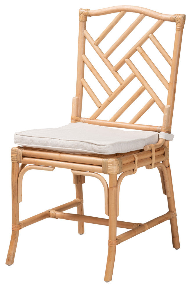 Rio Modern Bohemian Natural Brown Rattan Dining Chair