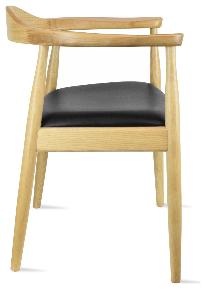 Real Oak Wood PU Leather Seat Wegner Kennedy Dining Assembled Chair, Natural