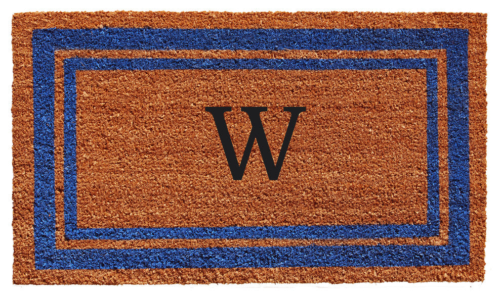 Blue Border 24"x36" Monogram Doormat, Letter W