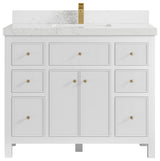 Sonoma 42 Single Sink Reeded Bath Vanity in White 2" Empira White