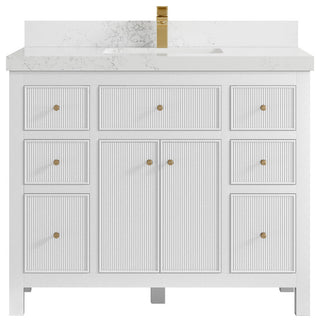 Sonoma 42 Single Sink Reeded Bath Vanity in White 2" Empira White