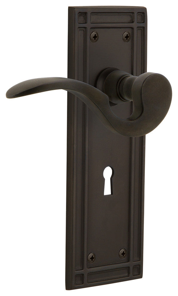 Mission Plate With Keyhole Manor Lever, Oil-Rubbed Bronze, Privacy, Non-Handed