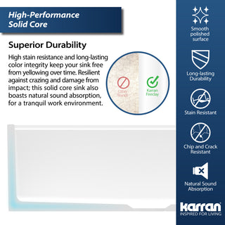 Karran 33 in. Single Bowl Workstation Fireclay Sink with Reversible Apron, White