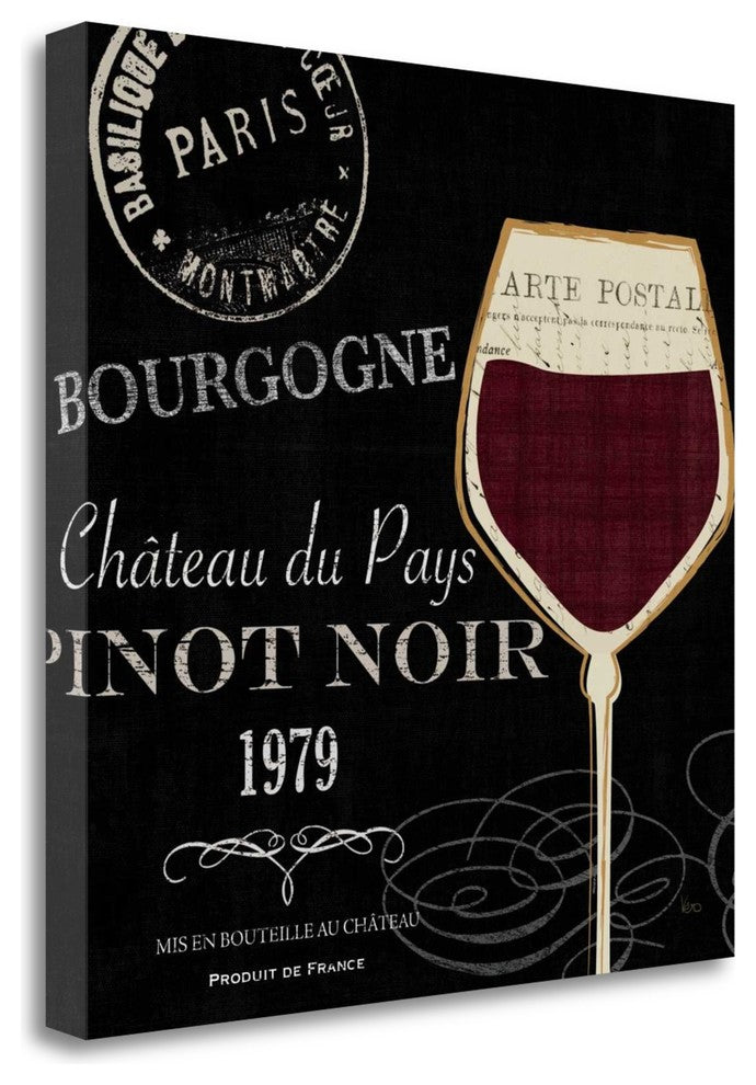 "At The Winery II Black" By Veronique Charron, Giclee on Gallery Wrap Canvas