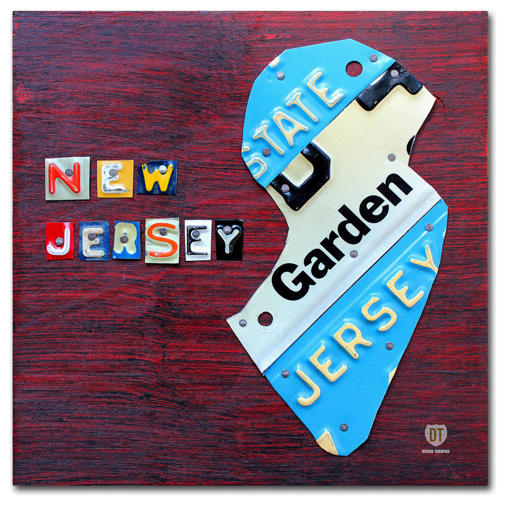 "New Jersey License Plate Map" Canvas Art by Design Turnpike