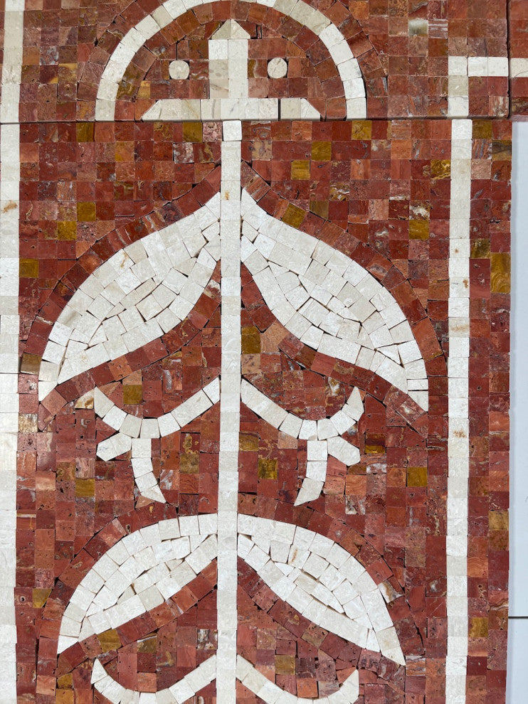 Coral Carnelian 11x21.7 Marble Mosaic Border Listello Tile Polished, 1 piece