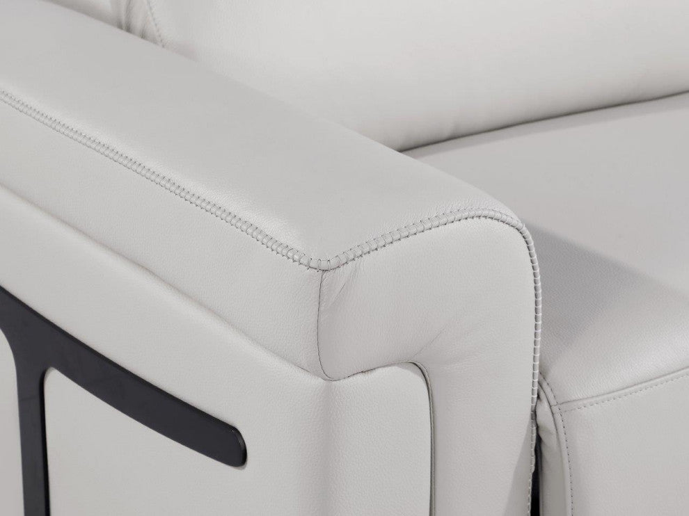 Augusto Top Grain Power Reclining Italian Leather Loveseat, Light Gray