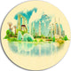 Singapore Panoramic View, Cityscape Watercolor Disc Metal Wall Art, 23"