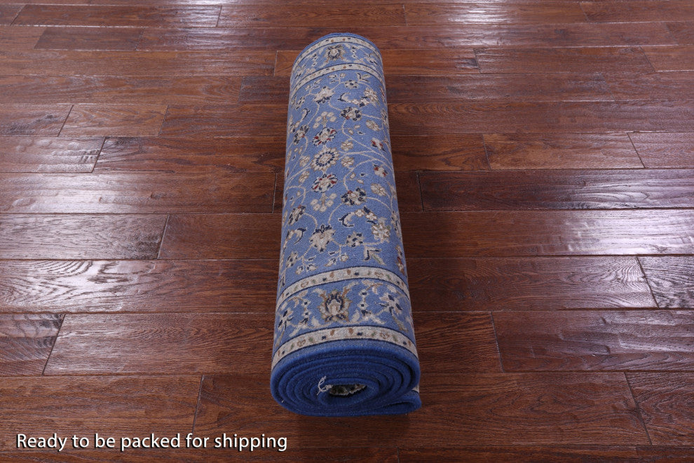 2' 9" X 9' 11" Persian Nain Hand Knotted Wool & Silk Runner Rug - Q13139