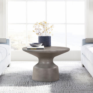 Sephie Round Pedastal Coffee Table, Gray Concrete