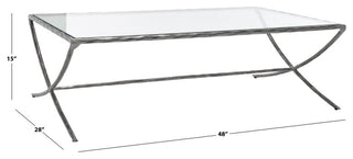 Safavieh Couture Debbie Rectangle Metal Coffee Table, Silver