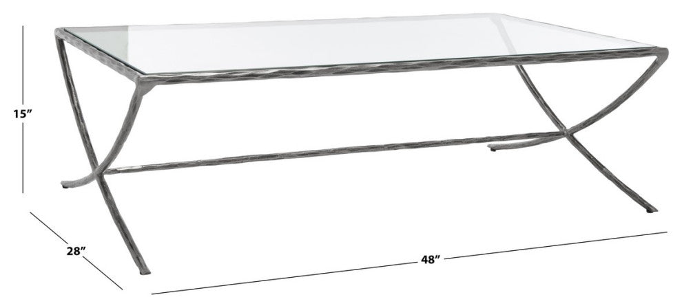 Safavieh Couture Debbie Rectangle Metal Coffee Table, Silver