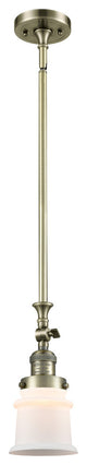Small Canton 1-Light Mini Pendant, Antique Brass, Matte White