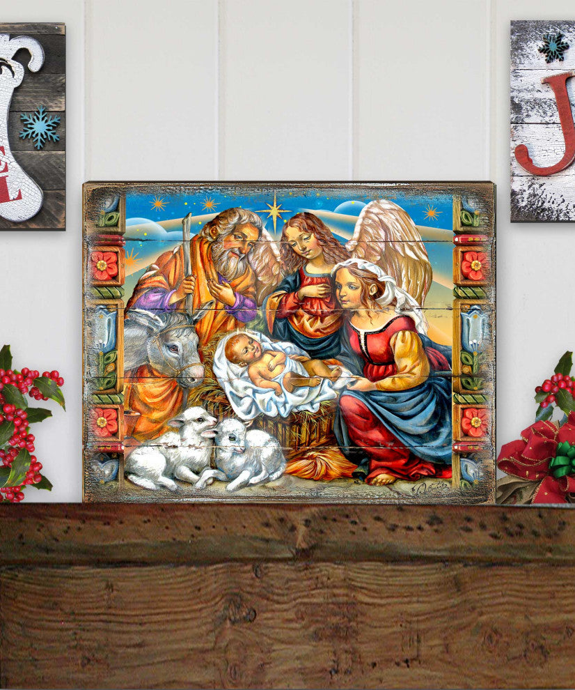 Nativity Wooden Block, 18 X 12