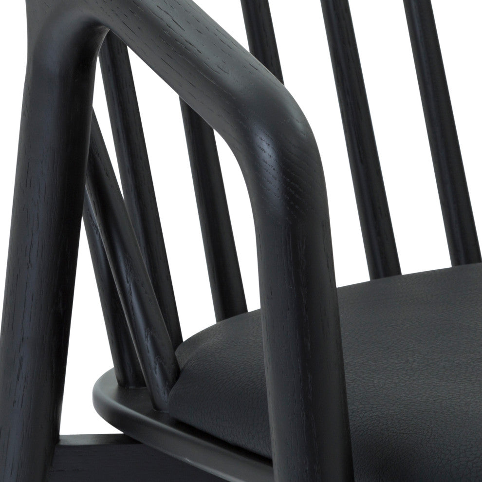 Echo, Black Oak Wood/Faux Leather, Bar Stool, 30", Single