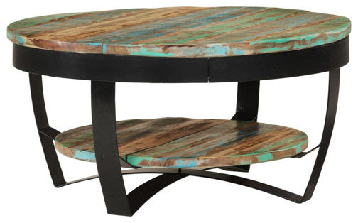 vidaXL Accent Table With Shelf, Solid Reclaimed Wood, 25.6"x12.6"