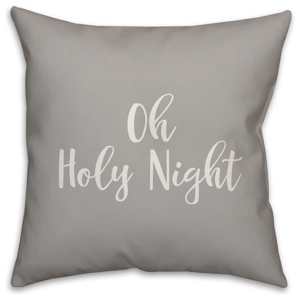 Oh Holy Night, Gray 18x18 Throw Pillow