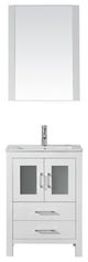 Virtu Dior 24" Single Bathroom Vanity, White, Polished Chrome Faucet, Mirror