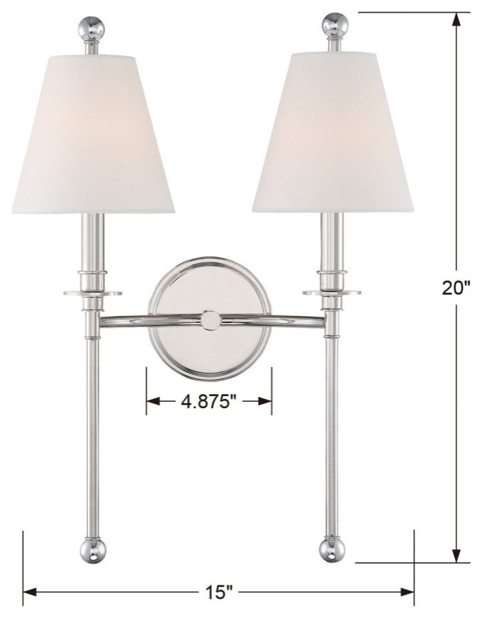 Crystorama Riverdale Two Light Wall Mount RIV-383-PN