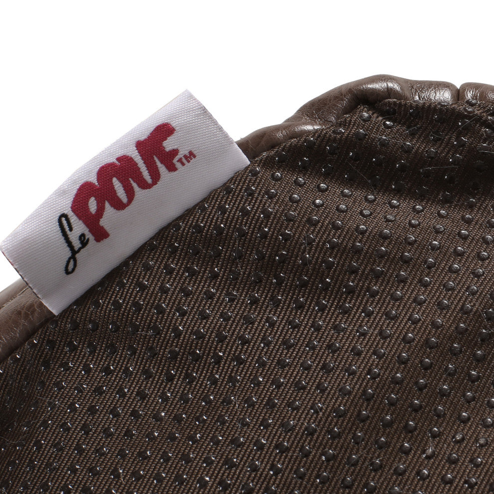 Conrail Contemporary Faux Leather Channel Stitch Pouf, Brown, Cube