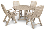 Polywood Nautical 5-Piece Round Farmhouse Dining Set, Sand