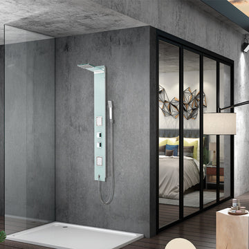 Eviva Abruzzo Clear Tempered Glass Thermostatic Shower Massage Panel