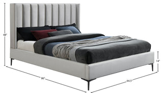 Nadia Velvet Upholstered Bed, Cream, Queen