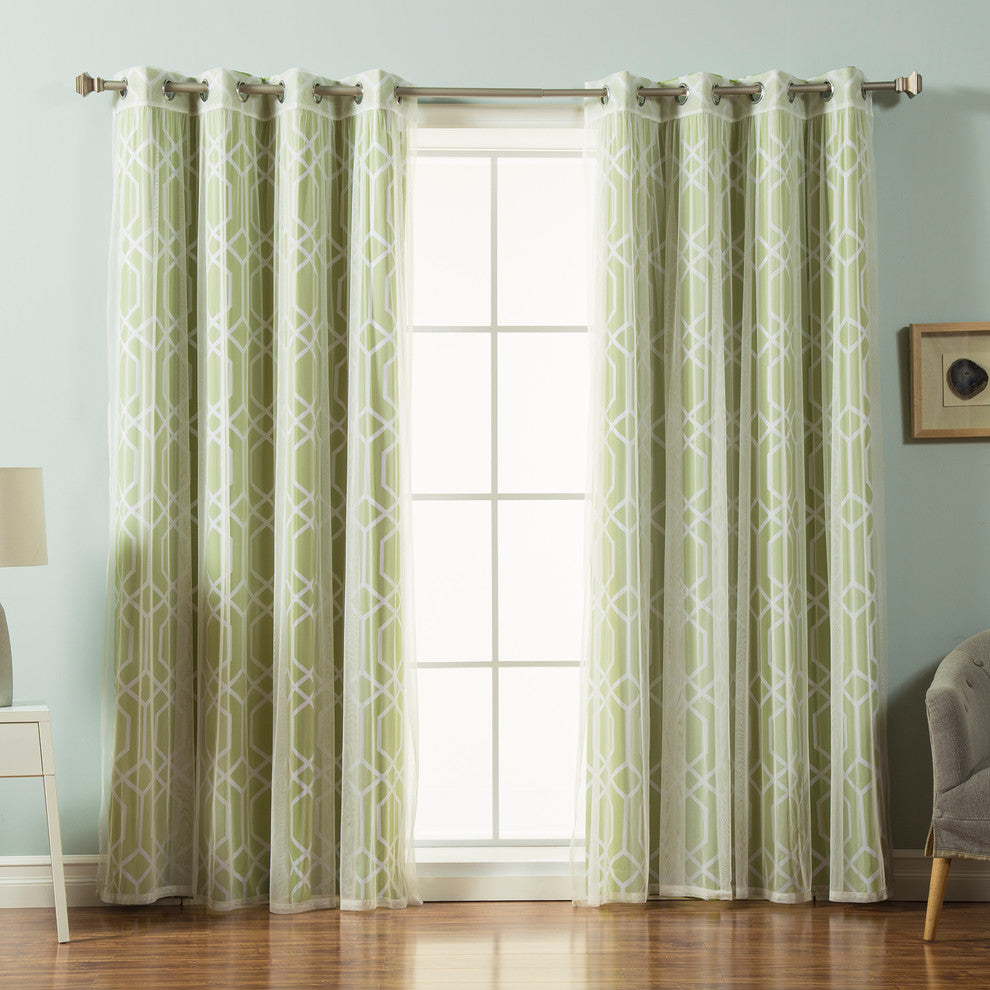Tulle Lace and Geometric Trellis Room Darkening Mix and Match