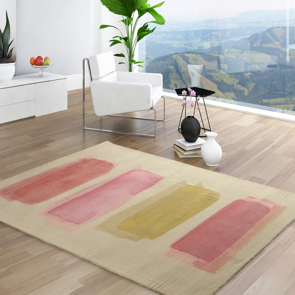Pink Lens Flare Modern Geometric Area Rug, 7'6" X 9'6"