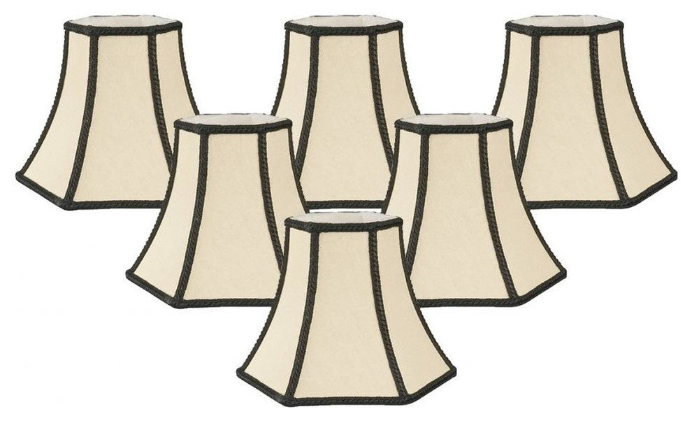 Decorative Trim Hexagon Chandelier Lampshade, Beige
