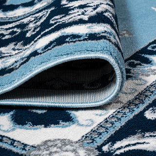 Acanthus French Border, Blue/Navy, 8'x10'