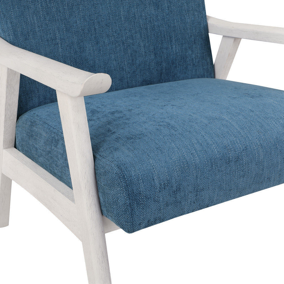 Weldon Armchair, Navy Fabric With Antique White Finished Frame