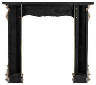 Decorative Wood Fireplace Mantel Ornate, Distressed Cream