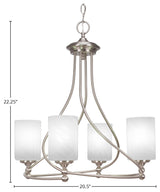 Capri 4-Light Chandelier, Brushed Nickel/White Marble
