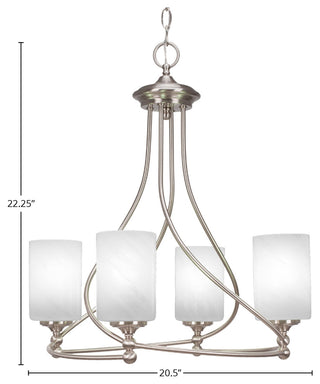 Capri 4-Light Chandelier, Brushed Nickel/White Marble