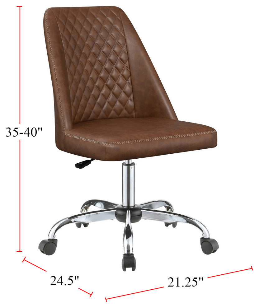 Upholstered Diamond Tufted Back Office Chair, Brown