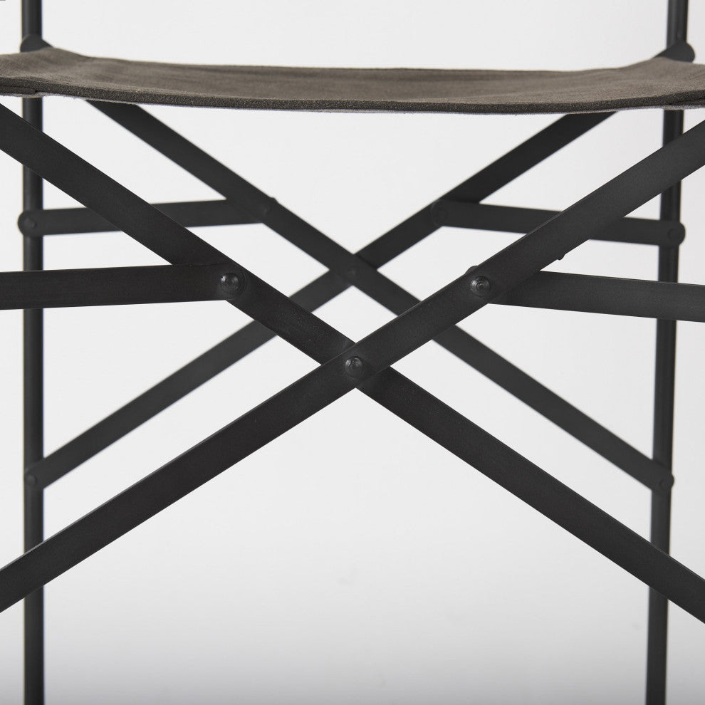 Espresso Leather Director's Chair Counter Stool