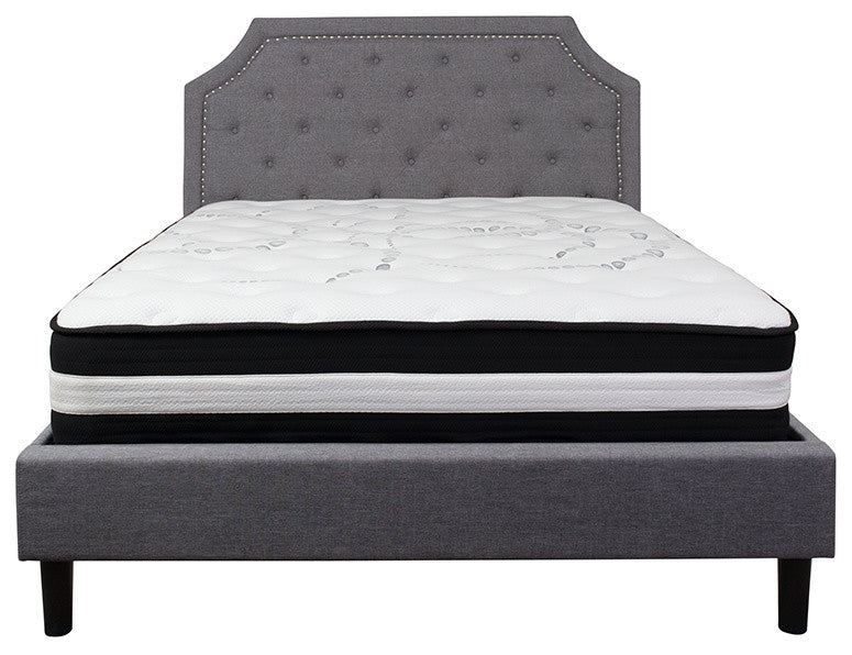 Brighton Queen Size Tufted Upholstered Platform Bed With Pocket Spring Mattress