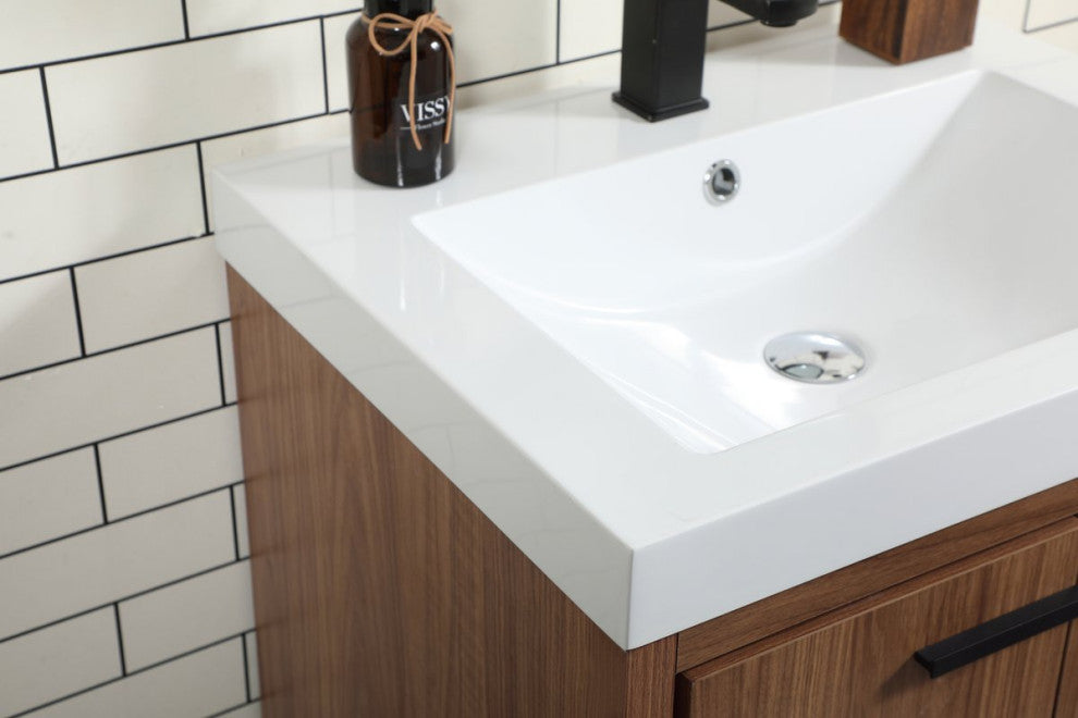 Walker Walnut Brown-Light Bathroom Vanity, Walnut Brown, 24"