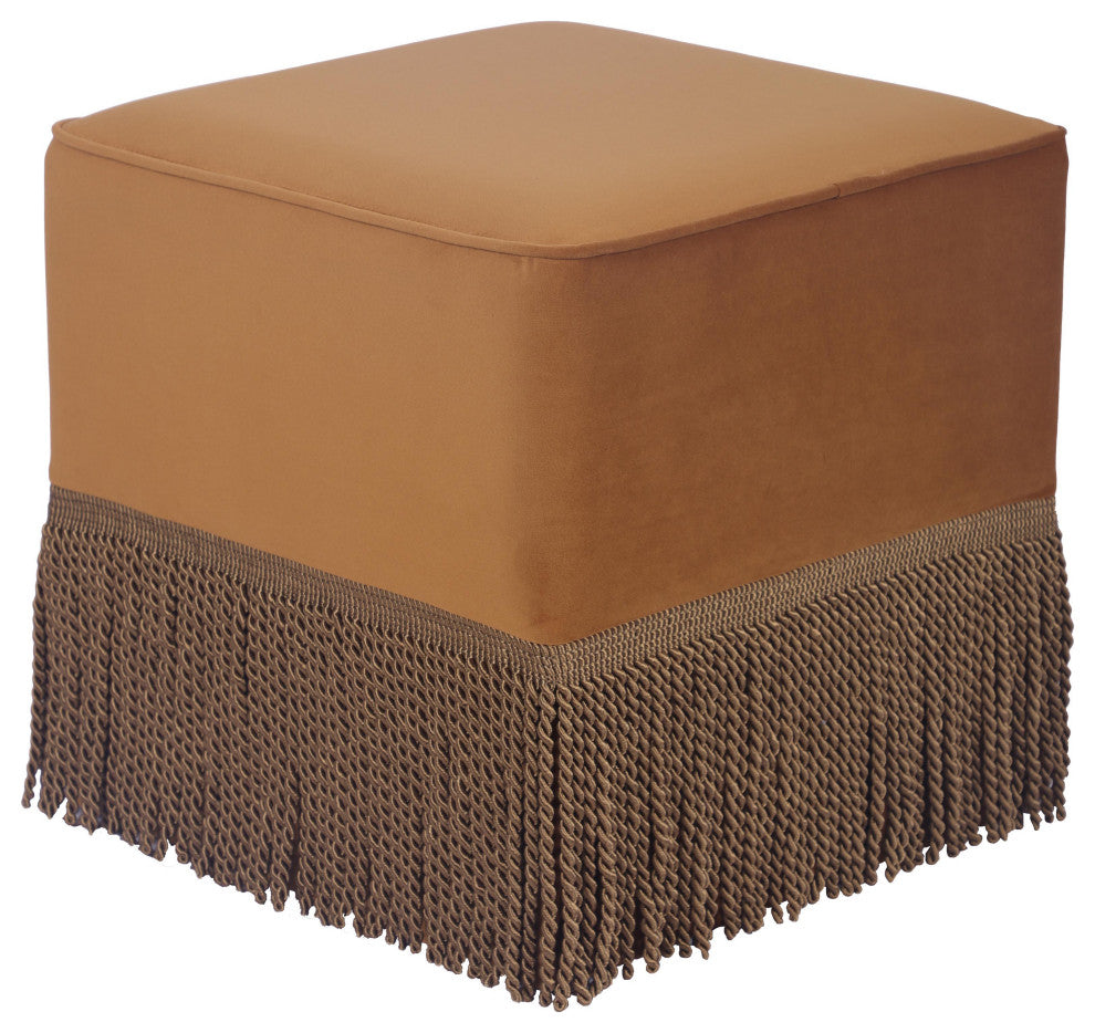 Fenn Turmeric Yellow Velvet Ottoman