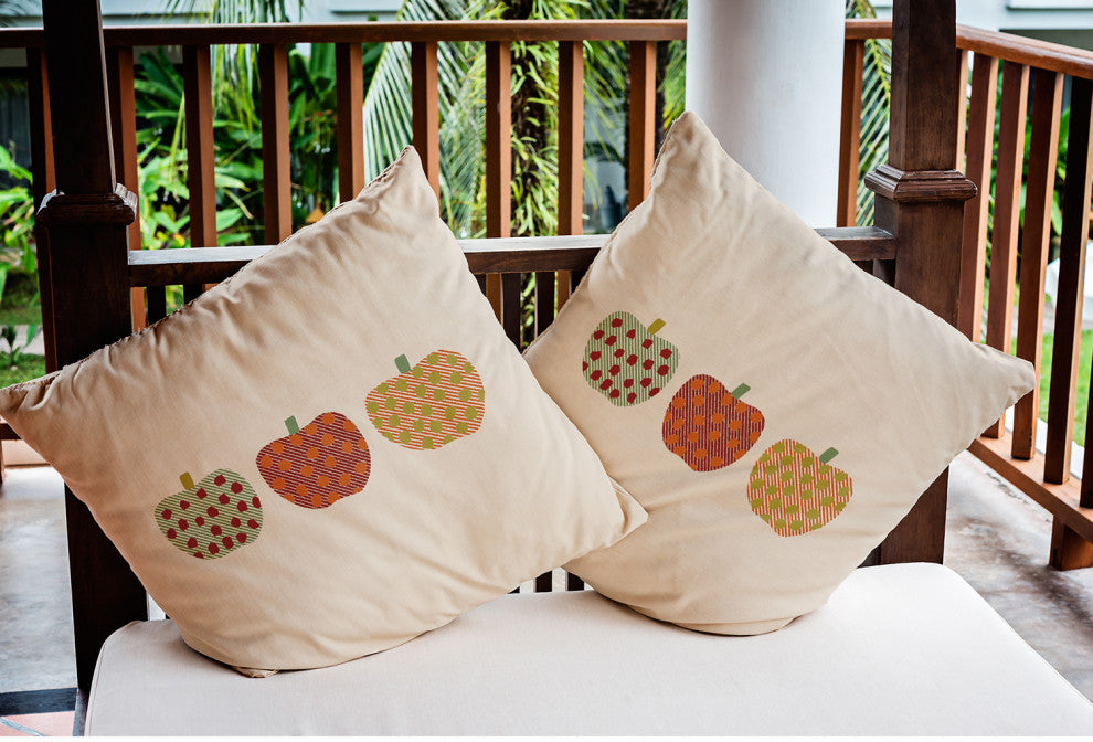 20" x 20" Apples Indoor/Outdoor Polyester Throw Pillow, Maple Red