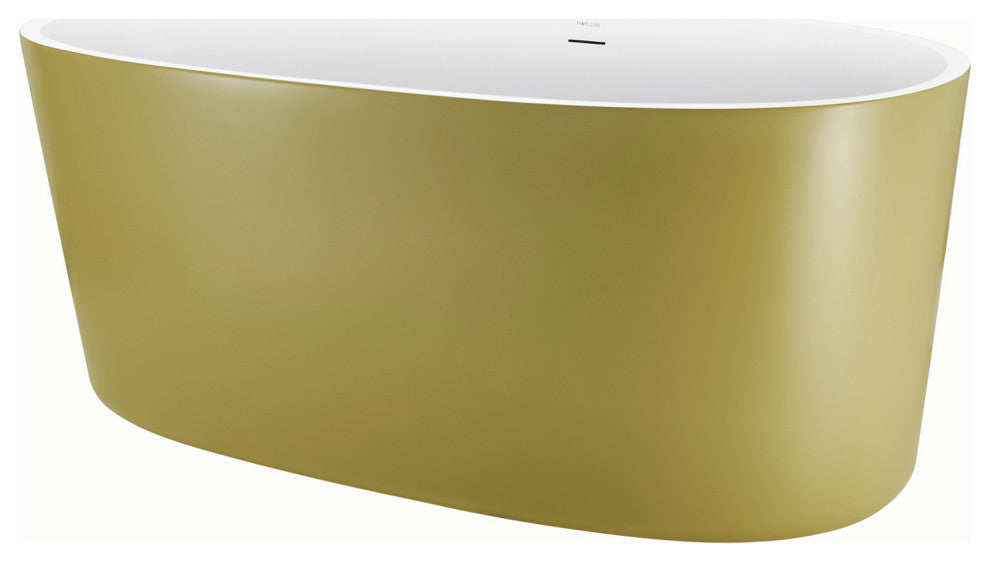 Mokleba 59-in Freestanding Tub With Drain and Overflow, CUPC Certified, Yellow