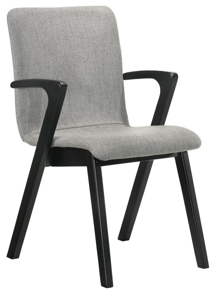 Varde Dining Accent Chair With Black Finish and Gray Fabric, Set of 2