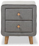 Baxton Studio Jonesy Mid-Century Gray Upholstered 2-Drawer Nightstand